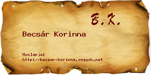 Becsár Korinna névjegykártya